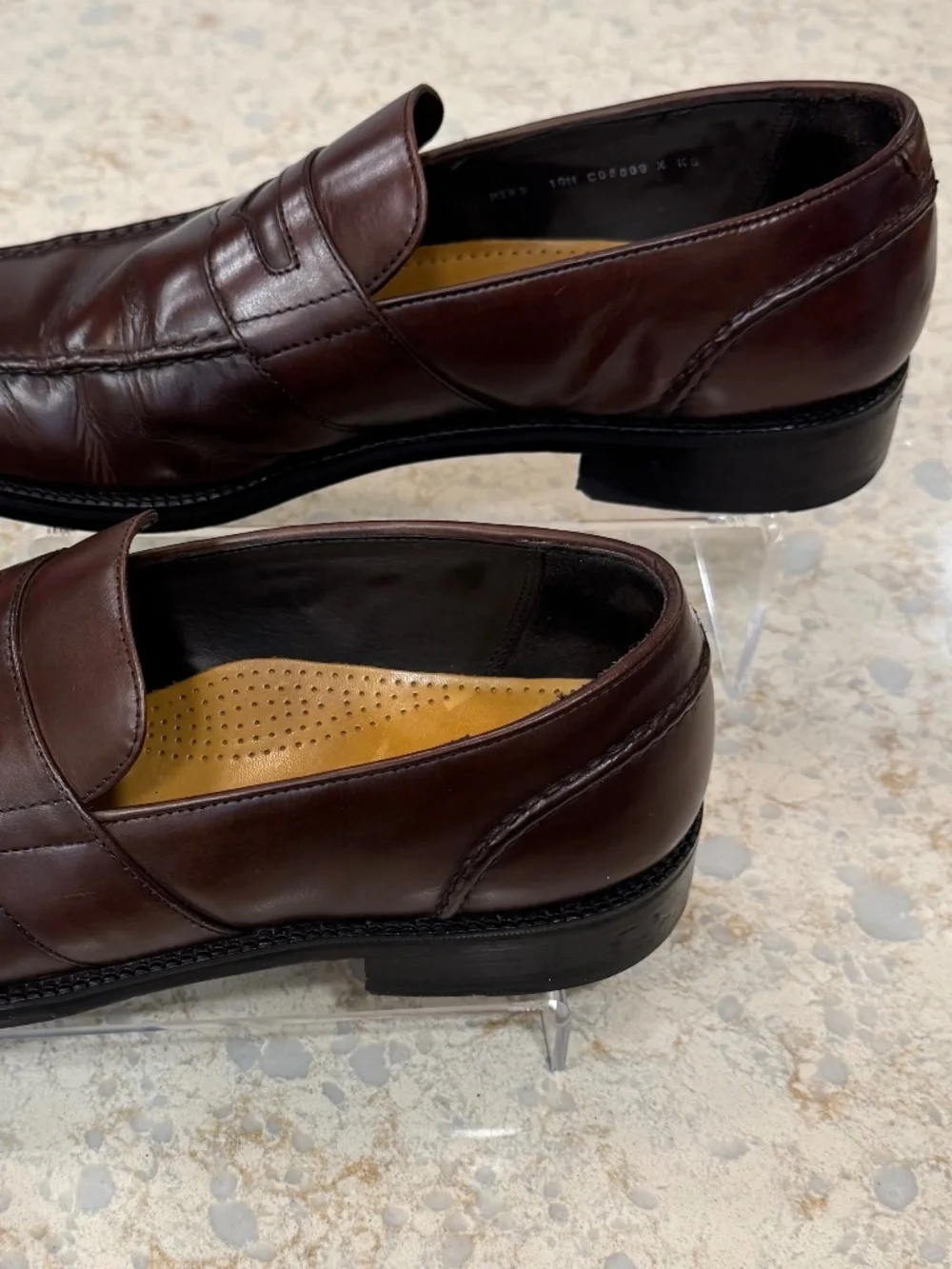 Men's Size 10M Cole Haan Leather Penny Loafers, Burgundy Brown, Arch Support